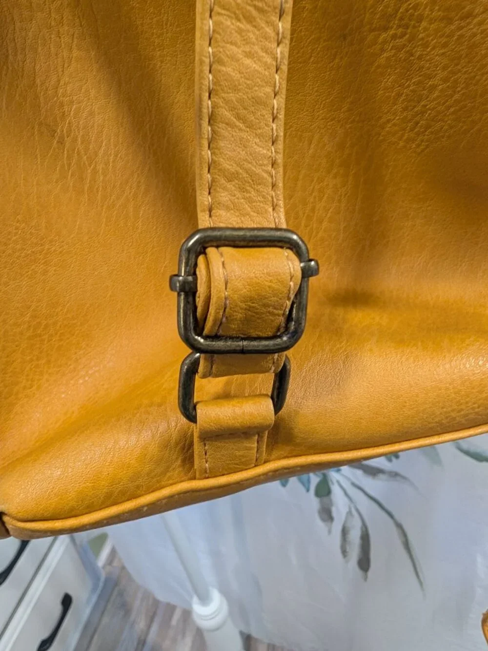 Mustard Yellow Small Backpack Purse Slip and Zippered Pockets